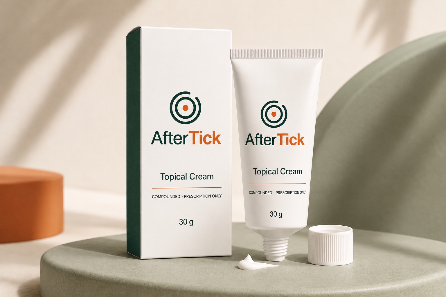AfterTick Topical Cream carton and 30 g tube